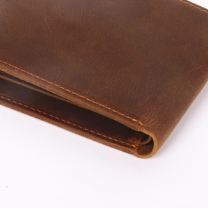 Genuine Crazy Horse Cow Leather Custom Engraved Logo <b>Small</b> Credit Travel Business Pure Leather Wallet for Men - Product Image 3