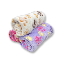 Tapis pour animaux de compagnie super doux avec empreintes de pattes, couverture en polaire corail confortable pour chiens et chats