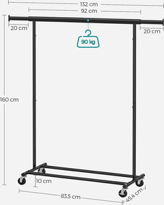 Porte-vêtements extensible de 90 à 132cm avec roues Séchoir à vêtements robuste pour suspendre les vêtements Porte-vêtements portable - Product Image 3