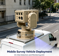Détecteur optique multispectral embarqué pour la détection de menaces, dispositif mobile anti-observation télécommandé pour la sécurité publique en déplacement