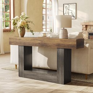 Mesa Consola de Entrada de Madera Rústica SENYU con Estante de Almacenamiento, Diseño Moderno de Casa de Campo para Decoración de Interiores del Hogar - Product Image 5