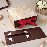Boîte cadeau rigide pliable de luxe avec nœud en satin, boîte d'emballage cadeau magnétique pliable, impression personnalisée de motifs et de logos disponible