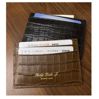 Porte-cartes de crédit en cuir véritable grain crocodile de qualité supérieure, ultra fin, mini portefeuille, logo personnalisé, MOQ 100