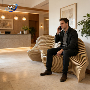 Canapé en bois paramétrique moderne de qualité commerciale pour hôtel et salon de resort, canapé-lit deux places pour bureau - Product Image 2