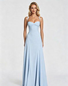 Abito da donna in poliestere, nuovo, tinta unita, <span class=keywords><strong>con</strong></span> <span class=keywords><strong>spalline</strong></span> sottili, senza maniche, schiena incrociata, elegante, sexy, stile europeo americano, per feste - Product Image 1