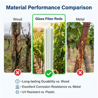 Support de grimpement pour jardin et vignoble, résistant aux intempéries, haute résistance, léger, sans entretien, en fibre de verre durable pour la coupe des plantes