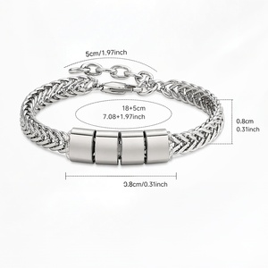 Pulsera de Cadena de Mano Unisex de Acero Inoxidable para Hombre y Mujer, Estilo Punk, Grabada, Trenzada, con Dije de Nombre Personalizado - Product Image 6