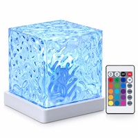 Lampe d'ambiance à effet d'ondulation de l'eau, 16 couleurs RGB, rechargeable par USB, télécommande tactile, lumière de nuit LED, maison intelligente