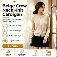 Europäisch-Amerikanischer Bestseller Damen Einfarbiger Rundhals-Cardigan mit Langen Ärmeln, Vielseitige Gestrickte Oberbekleidung Großhandel