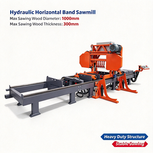 Aserradero de Banda Horizontal Hidráulico con Dispositivo de Rodamiento de Troncos de Cadena Única, Máquina Automática para Aserrar Troncos de Gran Diámetro - Product Image 1