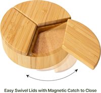 Boîte à condiments en bambou avec couvercle magnétique pivotant, pot à épices en bois peint, salière poivrière, cuillère incluse