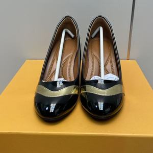 Escarpins sexy à bout fermé et bout rond en cuir verni, talon compensé épais et rembourré, antidérapants, élégants, pour l'hiver et l'été - Product Image 3