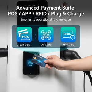 Station de recharge pour véhicules électriques commerciale rapide triphasée 44 kW OCPP1.6 AC Niveau 2 avec paiement par point de vente et double prises - Product Image 3