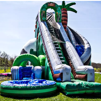 Toboggan aquatique gonflable commercial en PVC, château de jeu portable d'extérieur, thème sportif