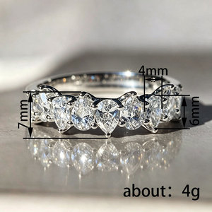 Bague demi-éternité en zircon en forme de poire pour femme, bijou de mode courbé et étincelant pour tous les jours - Product Image 4