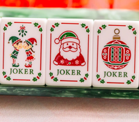 Coffret de Mahjong Américain Édition Limitée Noël, 160 Tuiles, Tuiles de Mahjong à Motifs Festifs Père Noël et Noël avec Joker, Jeu Thème Vacances