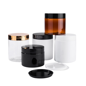 Contenants cosmétiques cylindriques en plastique PET transparents à large ouverture avec couvercle à vis, 4oz, 5oz, 8oz, 10oz, 12oz, 16oz - Product Image 2