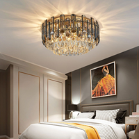 Plafonnier LED en cristal K9 encastré rond pour salon, salle à manger et chambre, idéal pour hôtels et villas de luxe modernes