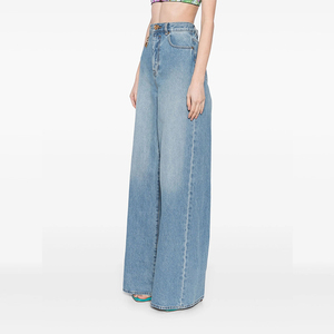 <span class=keywords><strong>Jean</strong></span> Droit <span class=keywords><strong>Femme</strong></span> Taille Haute à Lavage Bleu Classique, Pantalon Parfait et <span class=keywords><strong>Tendance</strong></span> pour l'Été Style Sexy Technique de Pulvérisation - Product Image 2