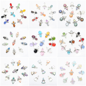 Zhb 10Pcs Thiết Kế Độc Đáo Pha Lê Hoa Giọt Bạc Charms Cốc Mặt Dây Chuyền Thiên Thần Cánh Miếng Đệm Rượu Vang Thủy Tinh Trang Trí Cho Đảng - Product Image 5