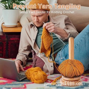 Wooden Yarn Stand <b>Rotatable</b> <b>Desk</b> Holder For Knitting Crochet Crafting Storage Rack Durable Craft Tool - Product Image 2