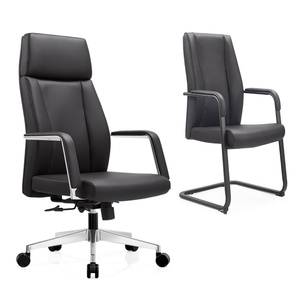 Sillas de Oficina Ergonómicas Giratorias de Respaldo Alto en PU Negro Moderno a Bajo Precio, Silla de Oficina Ejecutiva de Cuero de Lujo de Producción OEM en Venta - Product Image 4