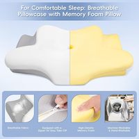 Oreiller ergonomique cervical en mousse à mémoire de forme, forme ondulée pour soulager la douleur à l'épaule, avec housse en soie glacée respirante amovible