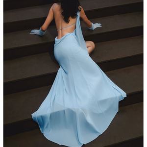 Nuevo Vestido de Noche Moderno Personalizado de Gasa con Corte en A y Lazos para Mujer, Vestido Maxi Elegante sin Tirantes para Dama - Product Image 2