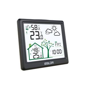 <span class=keywords><strong>BALDR</strong></span> Nouveau Hygromètre Thermomètre Sans Fil Horloge Intérieur Extérieur Numérique <span class=keywords><strong>Station</strong></span> Météo Horloge Murale Prévisions Météo - Product Image 1