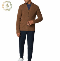 KD Fabricant de tricot OEM ODM personnalisé Chandail cardigan vintage à boutons en laine mélangée à manches longues gaufré pour hommes