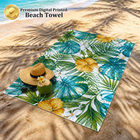 Wholesale Beach Towel 100% Cotton Digital Custom Pattern Full Colors Oversized Family Picnic Beach Towel OEM Production