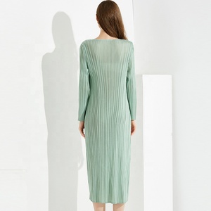 Consegna rapida di buona qualità di alta qualità da donna a manica lunga scollo a V colore alla moda <span class=keywords><strong>eleganti</strong></span> <span class=keywords><strong>abiti</strong></span> taglie forti - Product Image 2