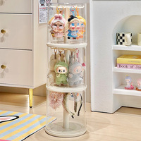 Boîte de rangement transparente rotative en plastique PET étanche pour jouets Labubu, présentoir pour pendentifs, poupées en peluche et vinyle