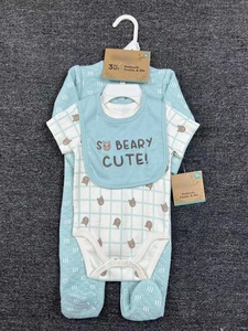 Venta caliente de alta calidad recién nacido babero Onesies y Frogsuit 3 piezas-Sets bebé manga larga lindo estampado <span class=keywords><strong>conjuntos</strong></span> niños algodón suave conjunto - Product Image 6