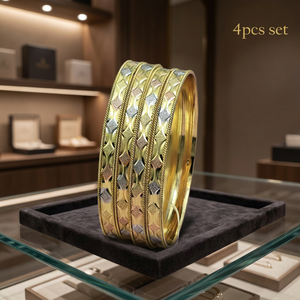 Venta al por mayor 3 Tone Gold Plated Forming Bangle, Multi Tone Gold Bangles, Fashion Bangles Jewelry, Tri Color Bangles, 3 Tone Jewelry - Product Image 4