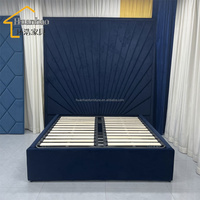 Lit king size de style américain luxueux, lit double de style européen en tissu de haute qualité, tête de lit souple en cuir
