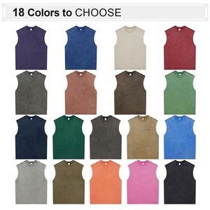 عالية الجودة للرجال قمم للدبابات حمض غسل خزان أعلى شعار مخصص المتضخم بلا أكمام تي شيرت - Product Image 2