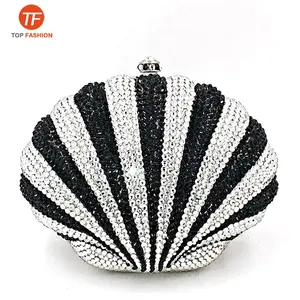 Wanita Shell Crystal Clutches Pengantin Pernikahan Dompet Wanita Malam Pesta Aksesoris Berlian Kristal Kecil Dompet