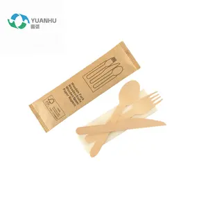 Hot Selling Wholesale High Quality Eco Friendly Wooden Spoon Knife And Fork Wooden Disposable Cutlery Set