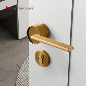Kunci hisap magnetis pegangan pintu, kunci pintu Split kayu Solid senyap, kunci hisap magnetis, pegangan pintu