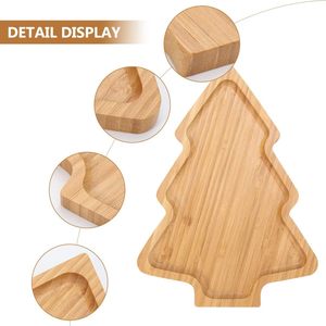 Plateau de service en bois en forme de sapin de Noël 28x20cm en bambou pour collations, desserts, décoration de fête, usage domestique et cuisine - Product Image 4