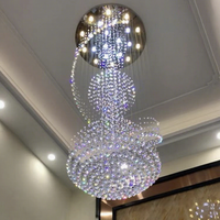 Fabrication sur mesure de luminaires suspendus de luxe pour hôtel, grands et longs, pour plafond, éclairage LED, escalier, lustre moderne en cristal