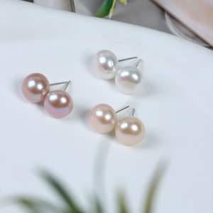 925 semplice in argento sterling <span class=keywords><strong>vera</strong></span> naturale <span class=keywords><strong>vera</strong></span> <span class=keywords><strong>perla</strong></span> d'acqua dolce <span class=keywords><strong>orecchini</strong></span> a bottone - Product Image 4