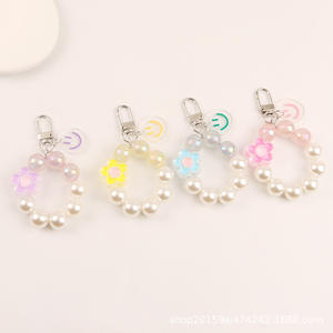 Nouveau visage fleur perle chaîne voiture porte-clés pendentif frais coloré Smiley accessoires étui pour écouteurs décoration - Product Image 2