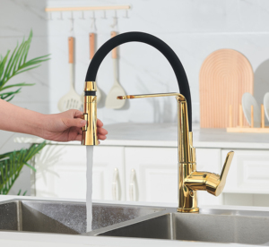 Robinet de cuisine monocommande au design moderne, en laiton massif, avec cartouche céramique, couleur or, pour usage commercial <span class=keywords><strong>KOEN</strong></span> KE-6024-B - Product Image 1