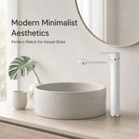 Robinet de lavabo anti-traces de doigts à poignée unique, mitigeur de salle de bain avec cartouche céramique, eau froide et chaude