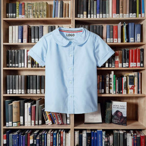 Blusa Escolar Personalizada con Cuello <span class=keywords><strong>Peter</strong></span> Pan Azul para Niñas en Poliéster/Algodón para Niños de Primaria - Product Image 3
