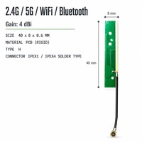 Antenne PCB verticale WiFi 2.4G 5G 2dBi interne 40x8x0.6mm IPEX1 IPEX4 à souder pour routeur