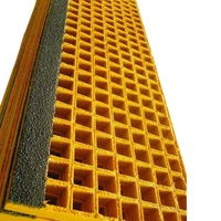 Caillebotis en fibre de verre robuste haute résistance bandes de roulement d'escalier en fibre de verre maille de grille en plastique renforcé coupe personnalisée en fibre de verre Grp
