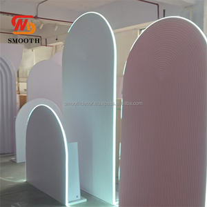 อุปกรณ์ตกแต่งงานแต่งงานแบบเรียบแผงโค้งอะคริลิค3D LED อะคริลิกฉากหลังโค้งเป็นริ้วสีขาวทำจากพีวีซี - Product Image 2